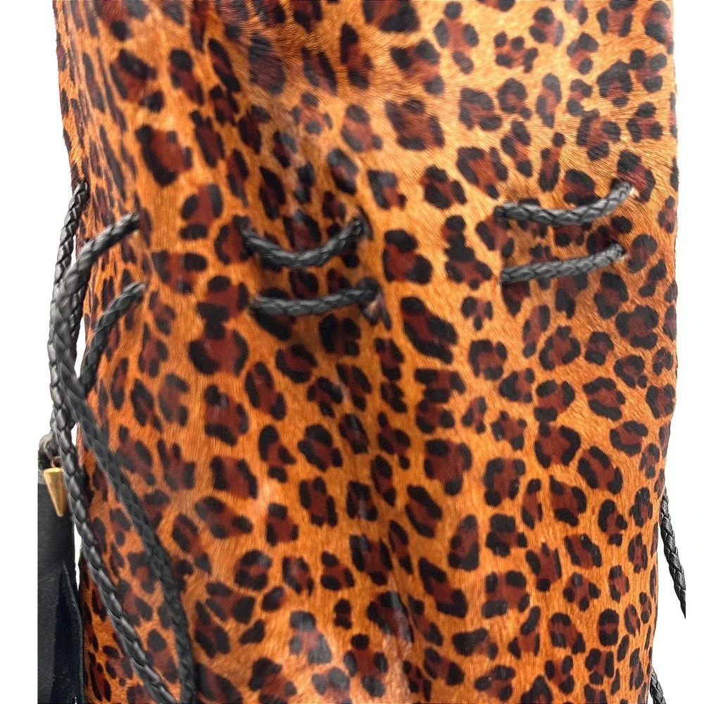 Wendy Nichol Leopard Pony Hair Leather Limited Edition Bullet Bag Backpack‎ RARE